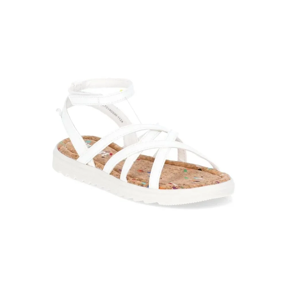 Justice Little Girl & Big Girl Strappy Sandal, Size 13, Open Toe, White, Medium
